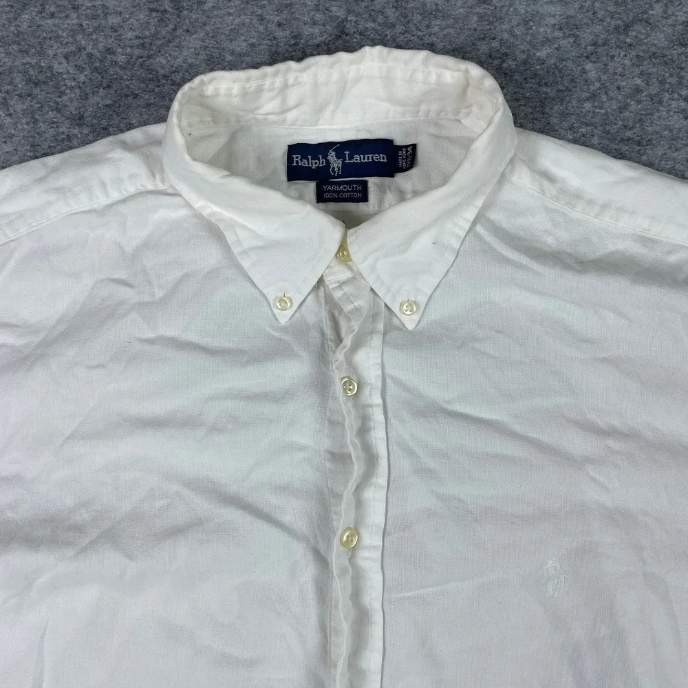 Ralph Lauren Button Down Mens 17.5 34 White Yarmouth Cotton Oxford Shirt